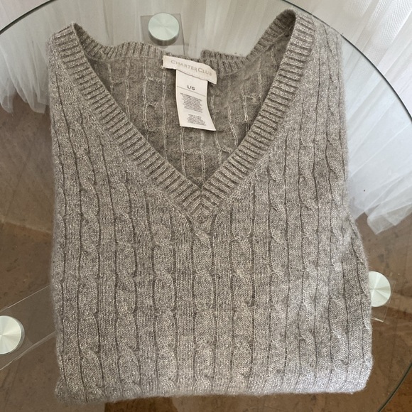 Charter Club 100% cashmere V Neckline, cable knit, women’s Warm/Soft Sz Lrg - Picture 11 of 11